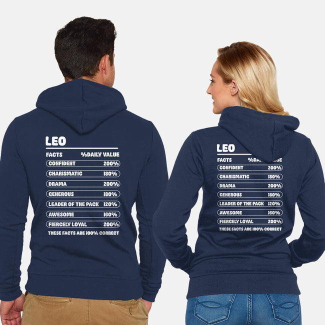 Leo Facts Chart-Unisex-Zip-Up-Sweatshirt-MaxoArt