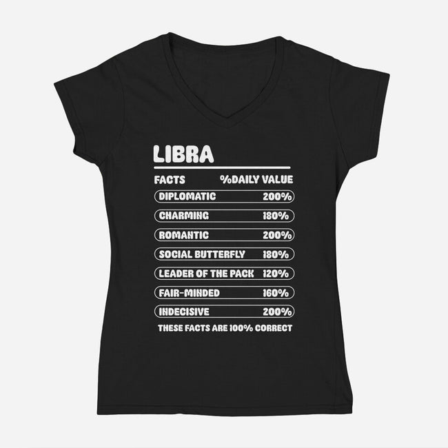 Libra Facts Chart-Womens-V-Neck-Tee-MaxoArt