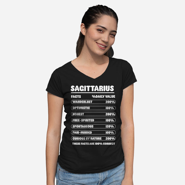 Sagittarius Facts Chart-Womens-V-Neck-Tee-MaxoArt