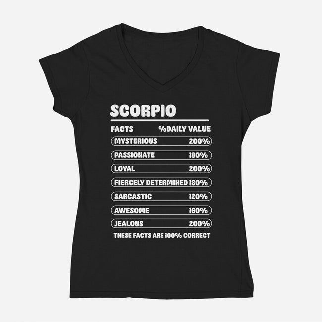 Scorpio Facts Chart-Womens-V-Neck-Tee-MaxoArt