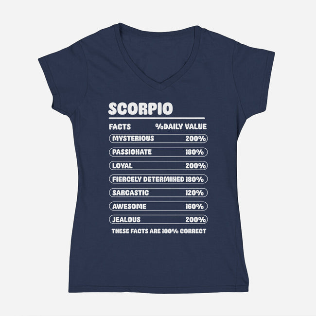 Scorpio Facts Chart-Womens-V-Neck-Tee-MaxoArt