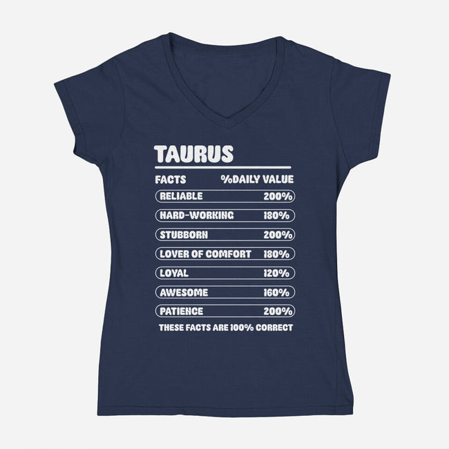Taurus Facts Chart-Womens-V-Neck-Tee-MaxoArt