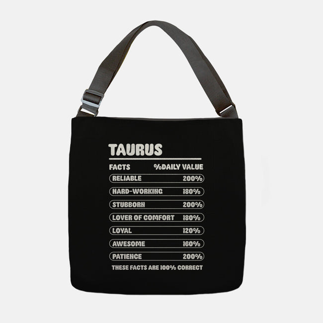 Taurus Facts Chart-None-Adjustable Tote-Bag-MaxoArt