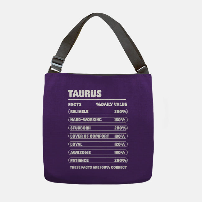 Taurus Facts Chart-None-Adjustable Tote-Bag-MaxoArt