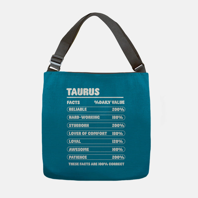 Taurus Facts Chart-None-Adjustable Tote-Bag-MaxoArt