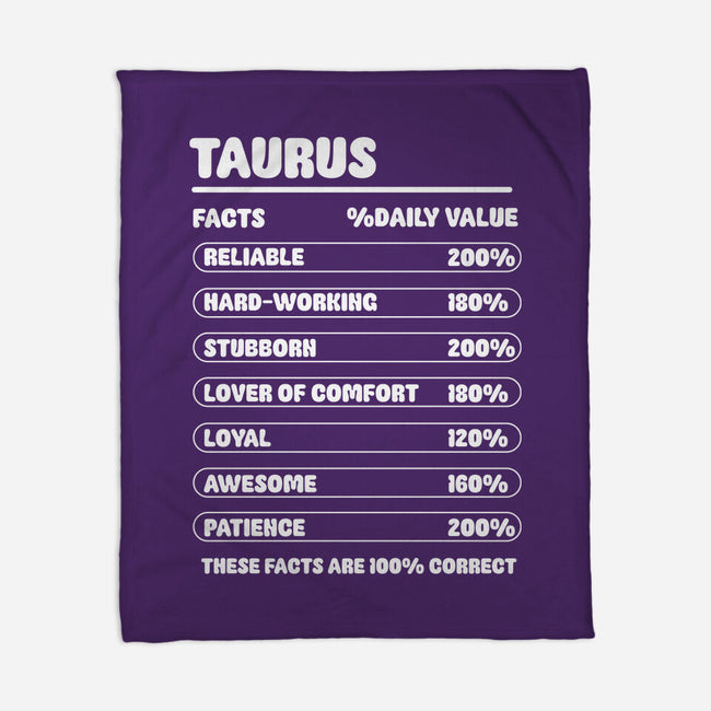 Taurus Facts Chart-None-Fleece-Blanket-MaxoArt