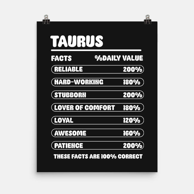 Taurus Facts Chart-None-Matte-Poster-MaxoArt