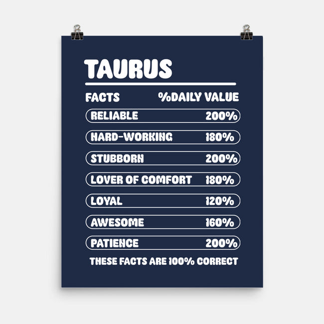 Taurus Facts Chart-None-Matte-Poster-MaxoArt