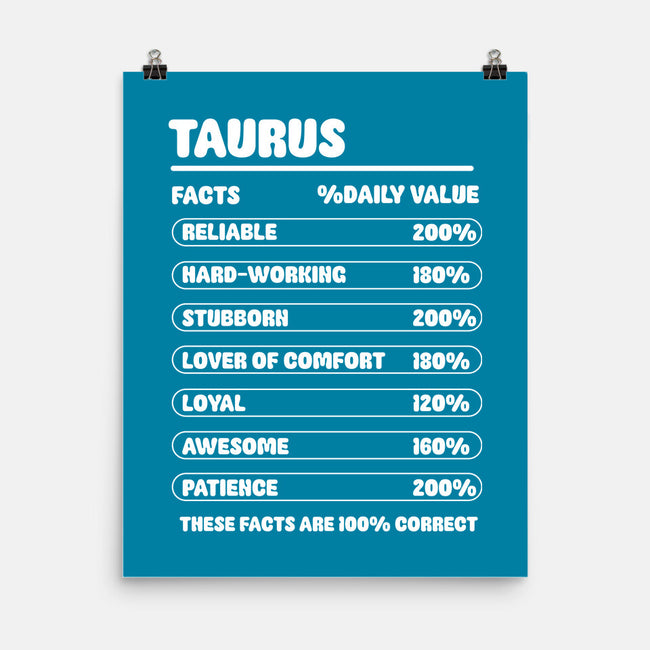 Taurus Facts Chart-None-Matte-Poster-MaxoArt