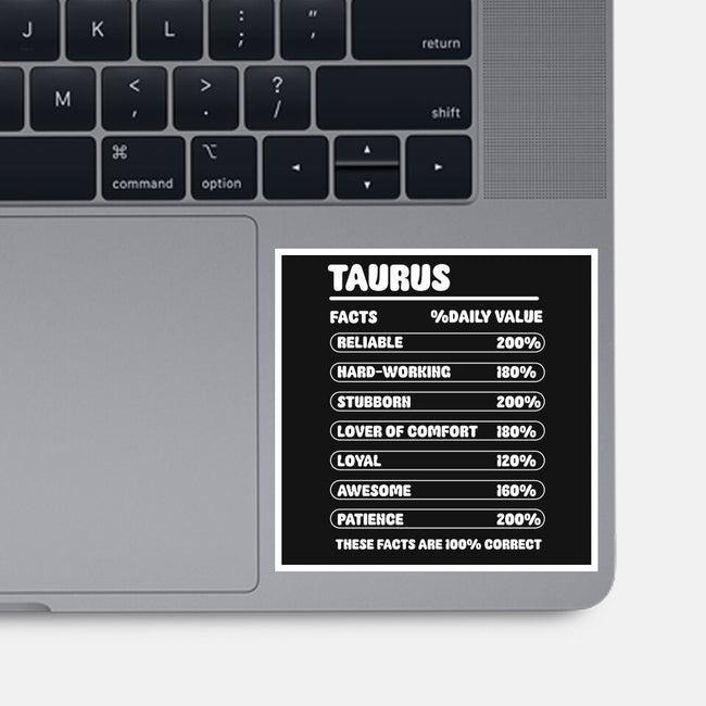 Taurus Facts Chart-None-Glossy-Sticker-MaxoArt