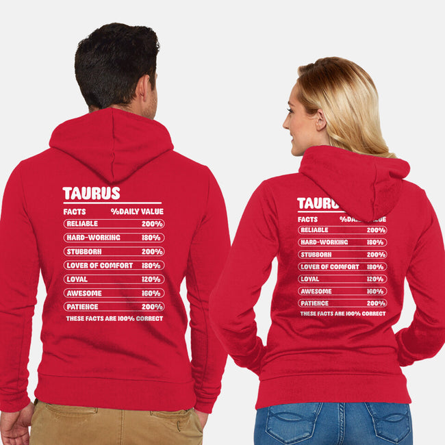 Taurus Facts Chart-Unisex-Zip-Up-Sweatshirt-MaxoArt