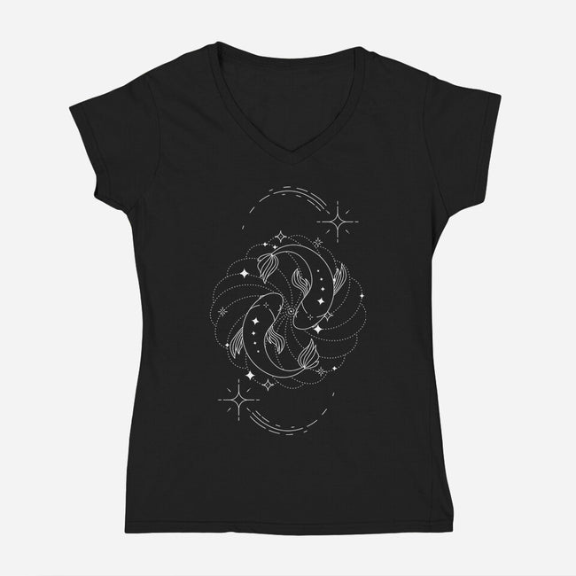 Pisces Doodle-Womens-V-Neck-Tee-MaxoArt