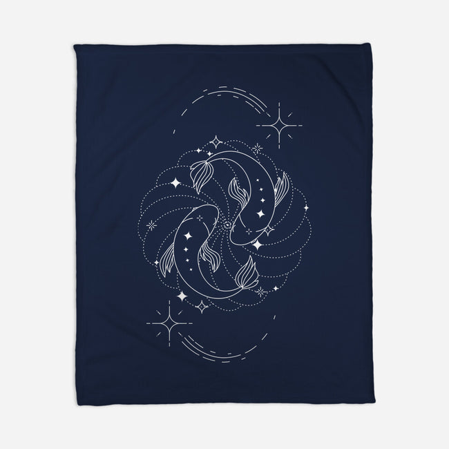 Pisces Doodle-None-Fleece-Blanket-MaxoArt