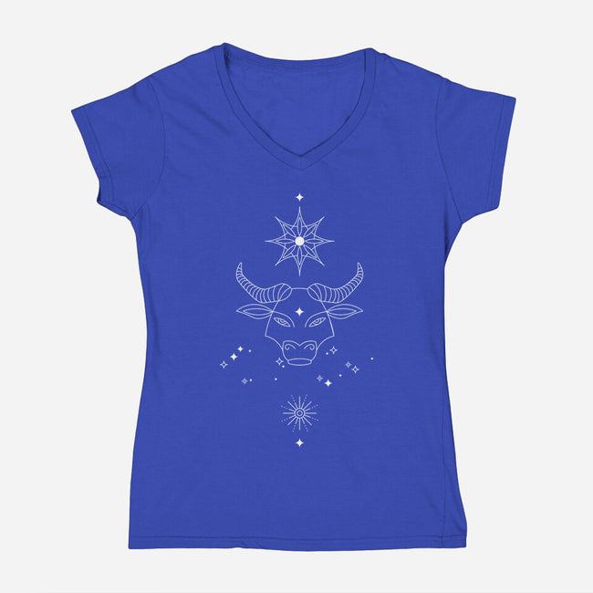 Taurus Doodle-Womens-V-Neck-Tee-MaxoArt