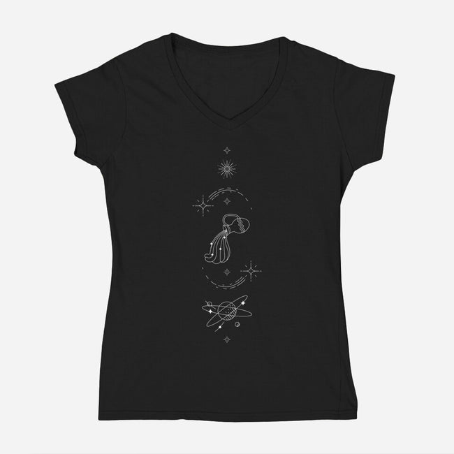 Aquarius Doodle-Womens-V-Neck-Tee-MaxoArt