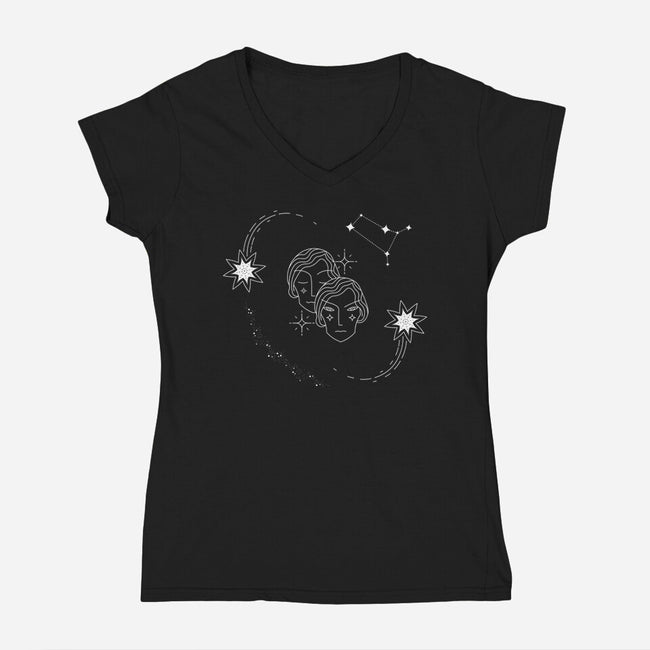 Gemini Doodle-Womens-V-Neck-Tee-MaxoArt