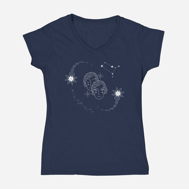Gemini Doodle-Womens-V-Neck-Tee-MaxoArt