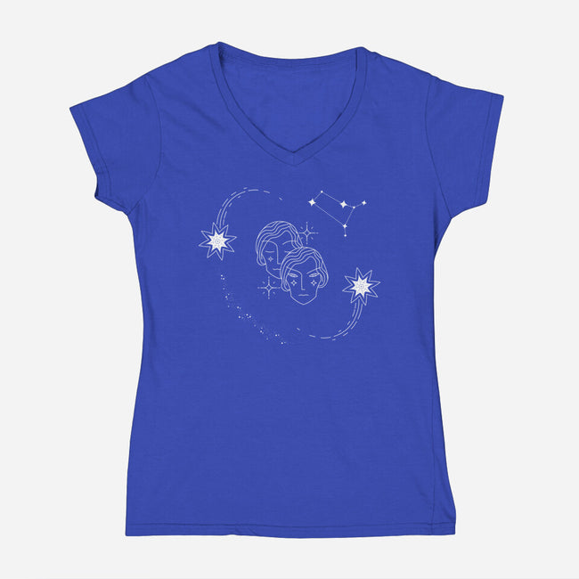Gemini Doodle-Womens-V-Neck-Tee-MaxoArt