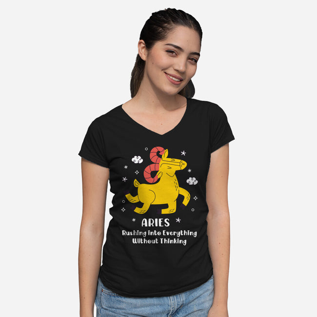 Rushing Into Everything-Womens-V-Neck-Tee-MaxoArt