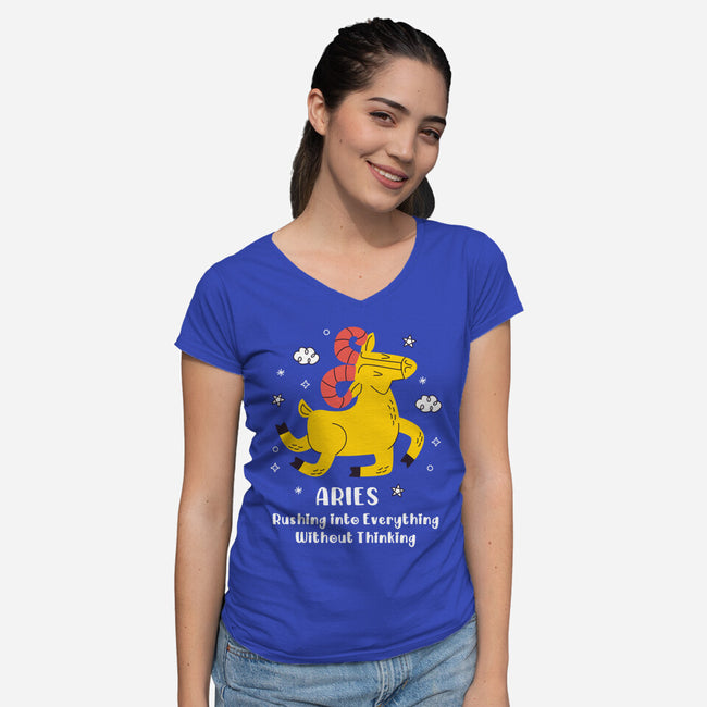 Rushing Into Everything-Womens-V-Neck-Tee-MaxoArt