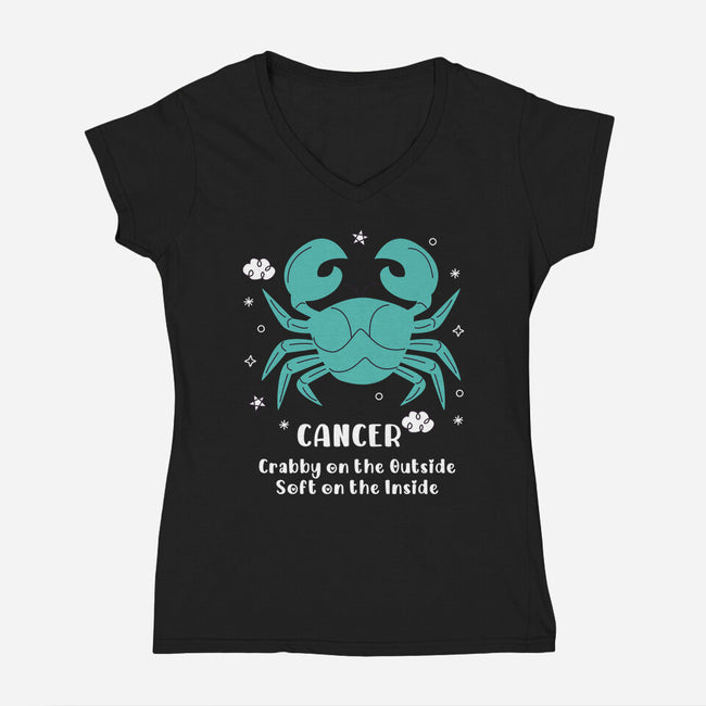 Crabby On The Outside-Womens-V-Neck-Tee-MaxoArt