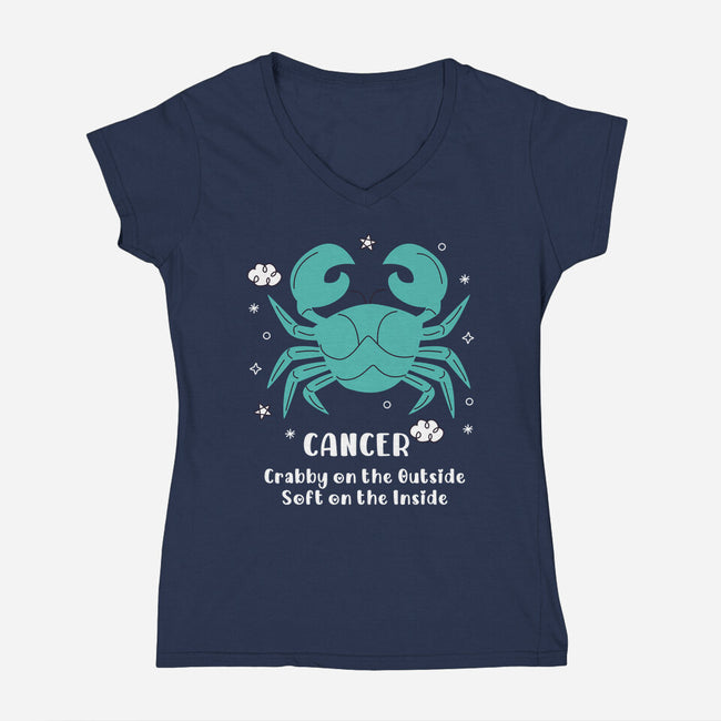 Crabby On The Outside-Womens-V-Neck-Tee-MaxoArt