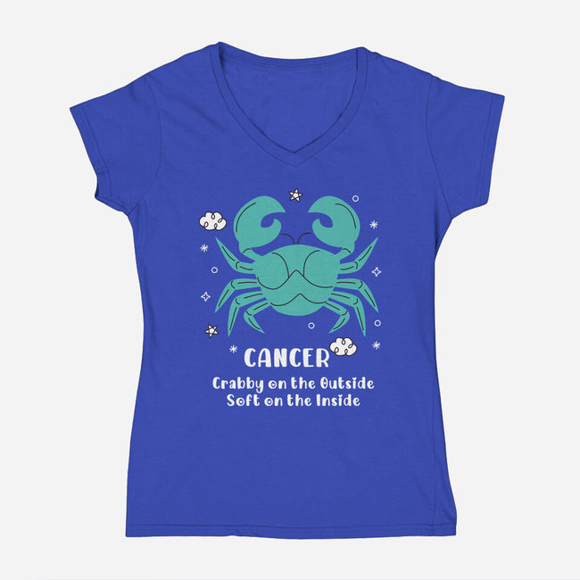 Crabby On The Outside-Womens-V-Neck-Tee-MaxoArt