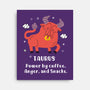 Powered By Coffee Anger And Snacks-None-Stretched-Canvas-MaxoArt