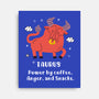 Powered By Coffee Anger And Snacks-None-Stretched-Canvas-MaxoArt