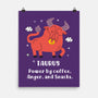 Powered By Coffee Anger And Snacks-None-Matte-Poster-MaxoArt