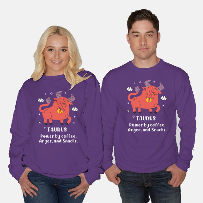 Powered By Coffee Anger And Snacks-Unisex-Crew Neck-Sweatshirt-MaxoArt