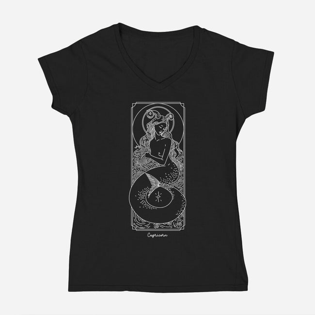 Majestic Capricorn-Womens-V-Neck-Tee-MaxoArt