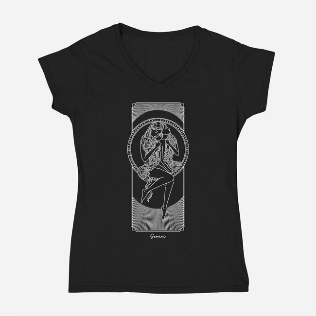 Dynamic Gemini-Womens-V-Neck-Tee-MaxoArt
