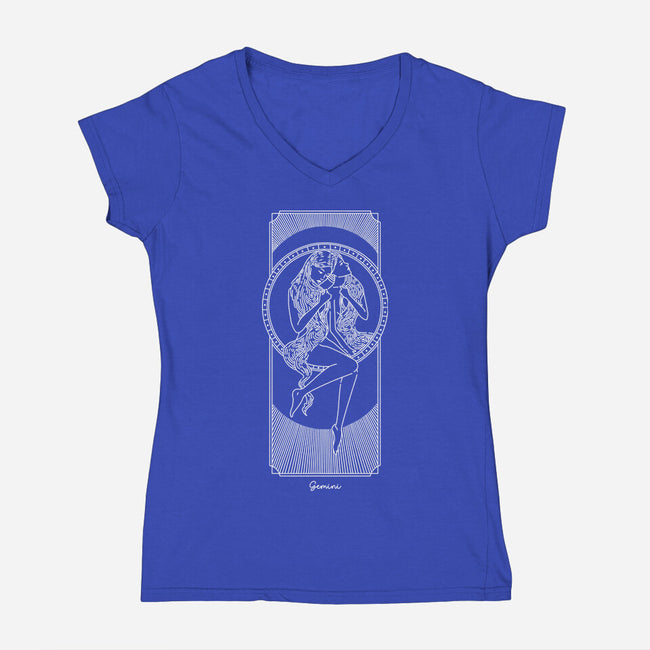 Dynamic Gemini-Womens-V-Neck-Tee-MaxoArt