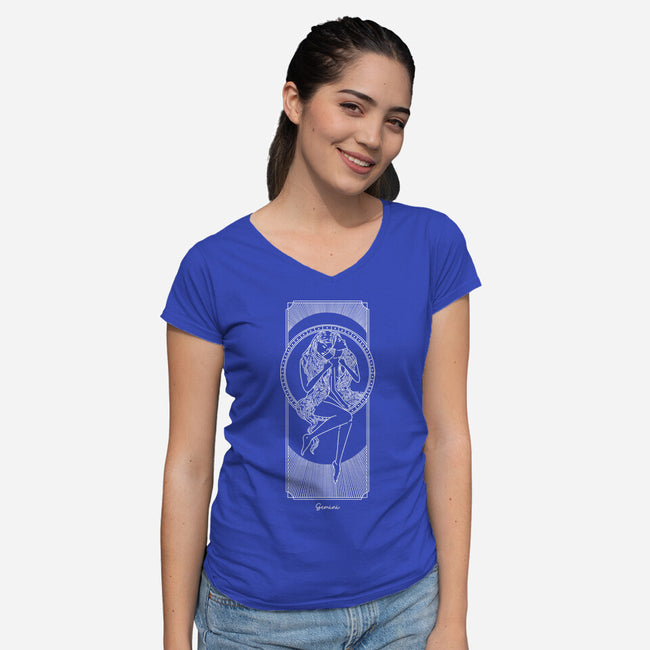 Dynamic Gemini-Womens-V-Neck-Tee-MaxoArt