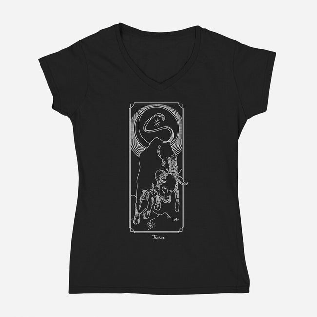 Powerful Taurus-Womens-V-Neck-Tee-MaxoArt