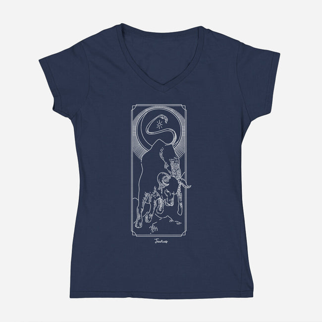 Powerful Taurus-Womens-V-Neck-Tee-MaxoArt