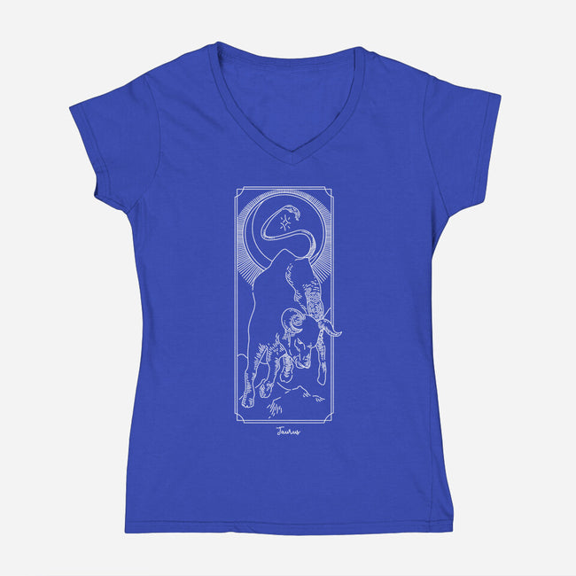 Powerful Taurus-Womens-V-Neck-Tee-MaxoArt