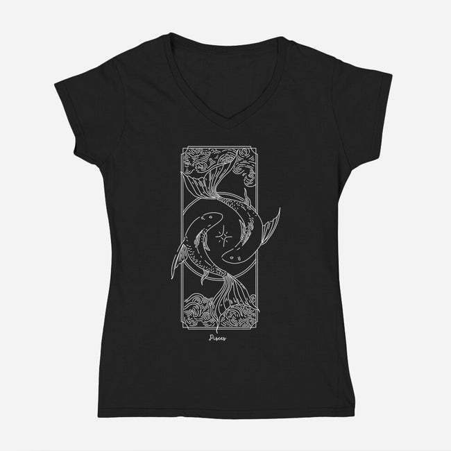 Dual Pisces-Womens-V-Neck-Tee-MaxoArt