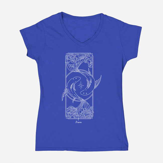 Dual Pisces-Womens-V-Neck-Tee-MaxoArt