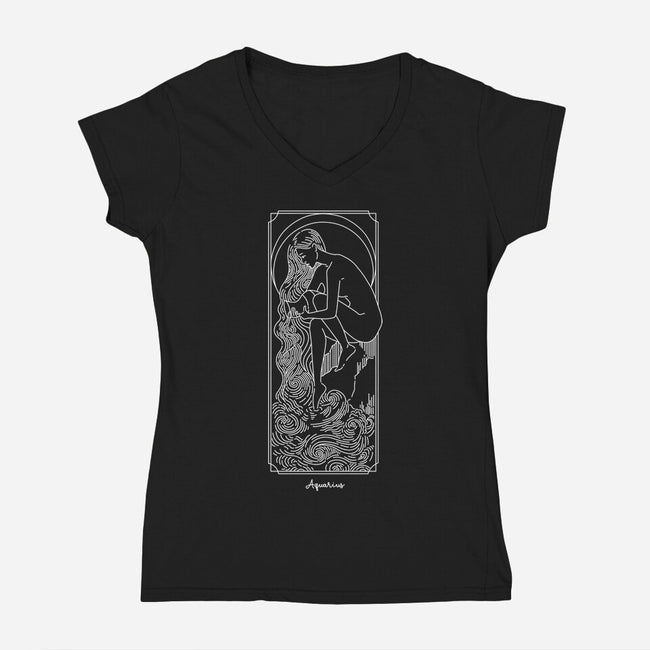 Flowing Aquarius-Womens-V-Neck-Tee-MaxoArt