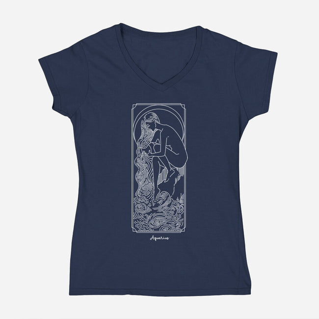 Flowing Aquarius-Womens-V-Neck-Tee-MaxoArt