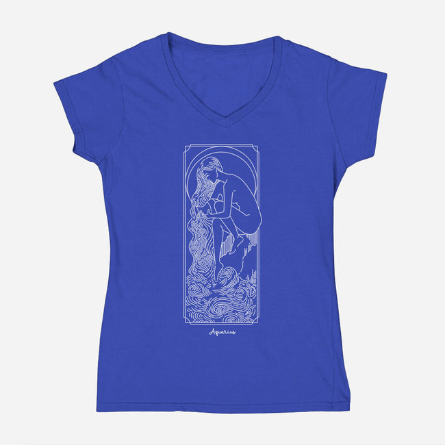 Flowing Aquarius-Womens-V-Neck-Tee-MaxoArt