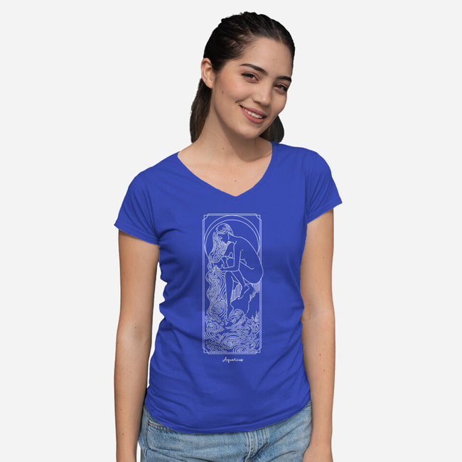 Flowing Aquarius-Womens-V-Neck-Tee-MaxoArt