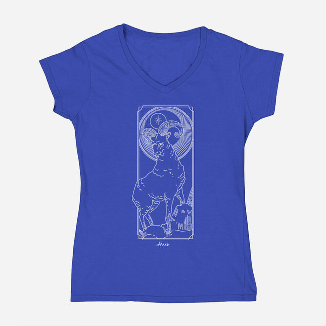 Fiery Aries-Womens-V-Neck-Tee-MaxoArt