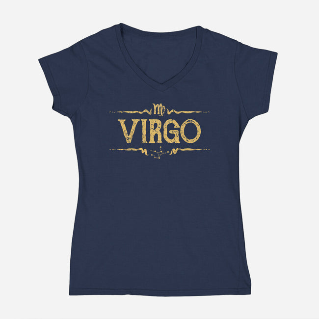 Vintage Virgo-Womens-V-Neck-Tee-kg07