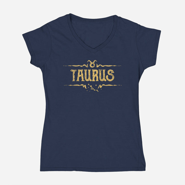 Vintage Taurus-Womens-V-Neck-Tee-kg07