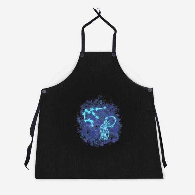 Aquarius Neon Constellation-Unisex-Kitchen-Apron-nickzzarto
