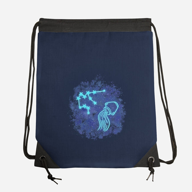 Aquarius Neon Constellation-None-Drawstring-Bag-nickzzarto