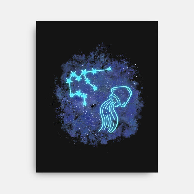 Aquarius Neon Constellation-None-Stretched-Canvas-nickzzarto
